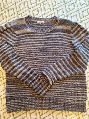 Calvin Klein Women’s Striped Crewneck Sweater in Gray and Charcoal